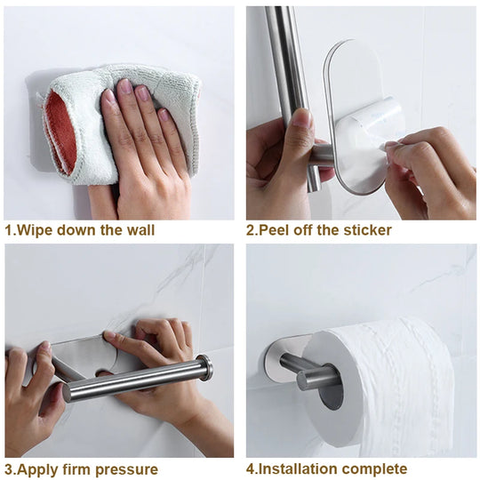 Modern Stainless Steel Wall-Mount Paper Towel Holder – No-Drill Design