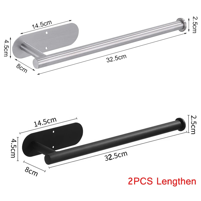 Modern Stainless Steel Wall-Mount Paper Towel Holder – No-Drill Design