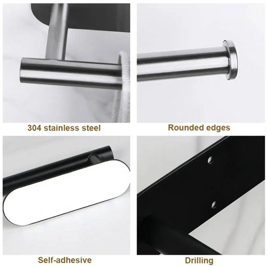Modern Stainless Steel Wall-Mount Paper Towel Holder – No-Drill Design