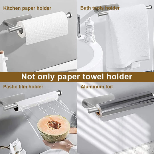 Modern Stainless Steel Wall-Mount Paper Towel Holder – No-Drill Design