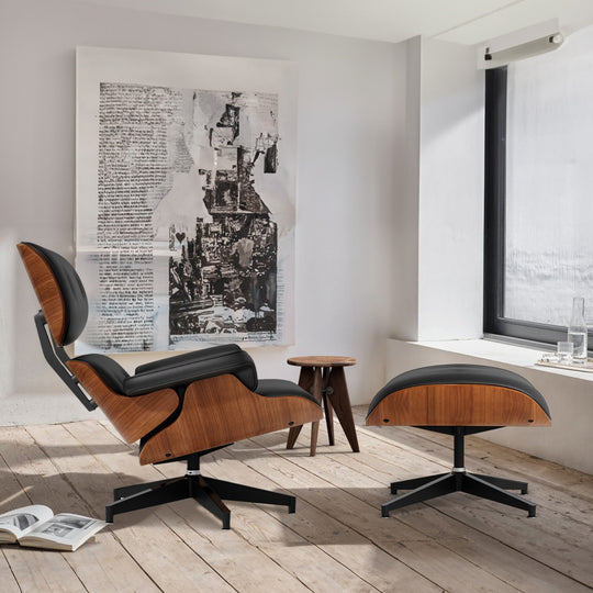 Mid-Century Modern PU Leather Lounge Chair with Ottoman – Ergonomic 360° Swivel Design